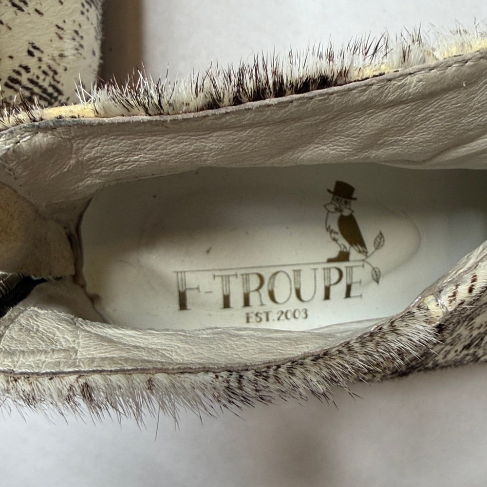 F-troupe cat hair leather Stylish Cream and Brown Ankle Boots size 38 - Picture 6 of 11